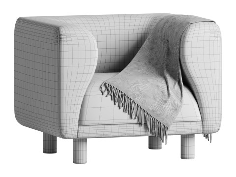 Veneto Velvet Poudre Armchair 3Dモデル