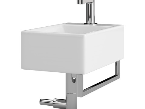 Villeroy Boch Memento Basin and Towel Rail Bundle Modello 3D