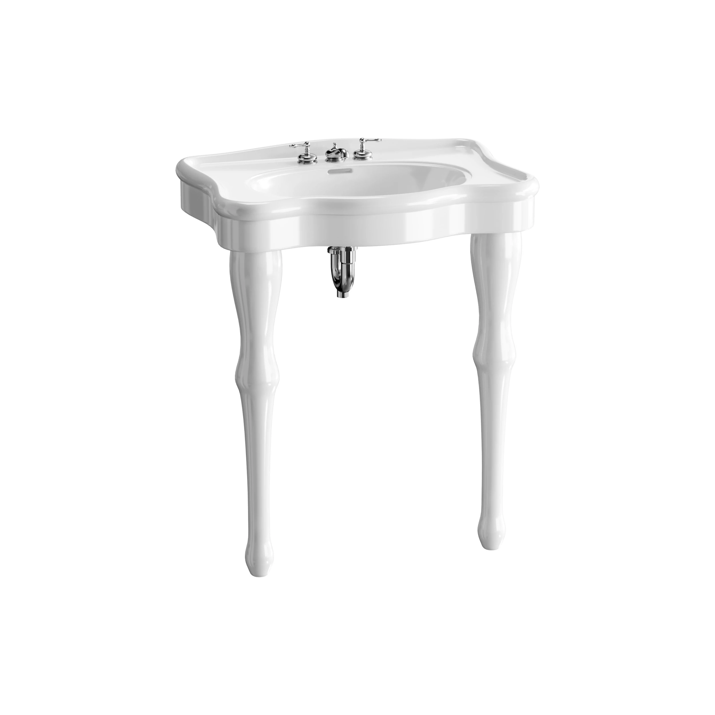 White Console Sink China Two Spindle Legs 3D Model .c4d .max .obj .3ds .fbx .stl .blend