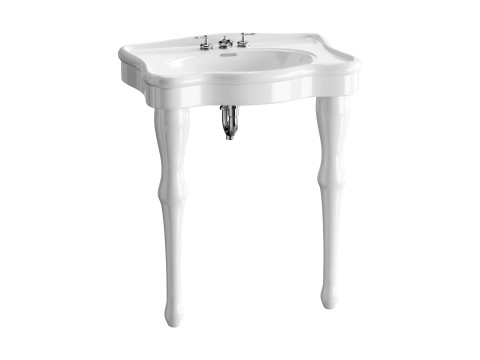 White Console Sink China Two Spindle Legs Modelo 3D