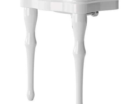 White Console Sink China Two Spindle Legs 3D Model