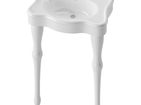 White Console Sink China Two Spindle Legs 3Dモデル