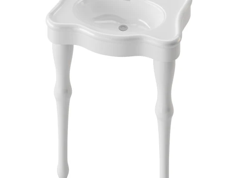 White Console Sink China Two Spindle Legs 3D Model