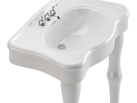 White Console Sink China Two Spindle Legs 3Dモデル