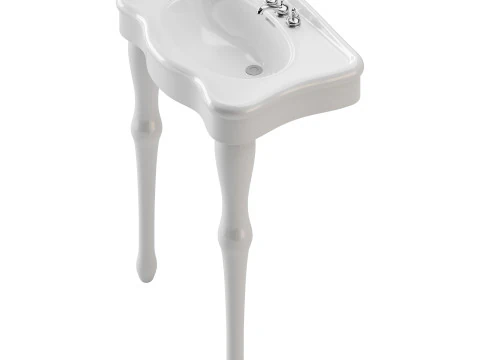 White Console Sink China Two Spindle Legs 3D Model