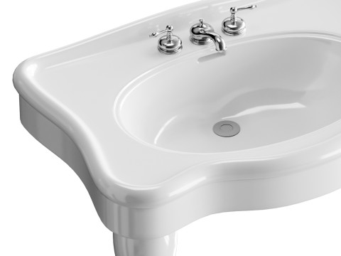White Console Sink China Two Spindle Legs 3Dモデル