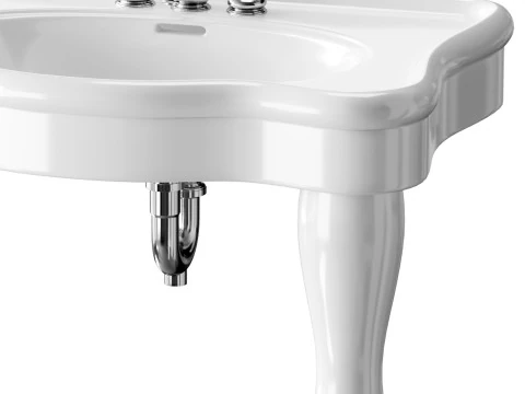 White Console Sink China Two Spindle Legs 3D Model