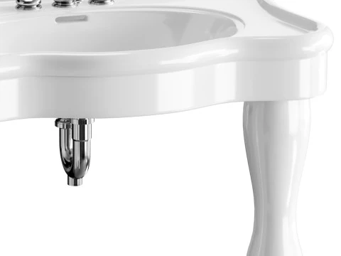 White Console Sink China Two Spindle Legs 3D Model