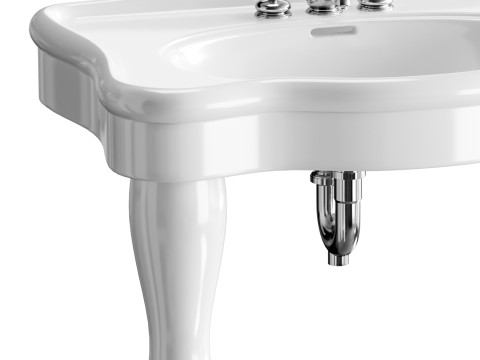 White Console Sink China Two Spindle Legs 3Dモデル