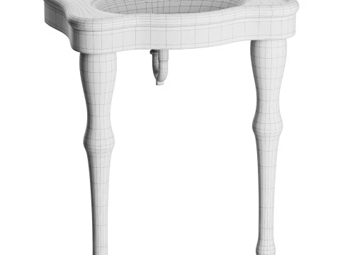 White Console Sink China Two Spindle Legs 3D Model