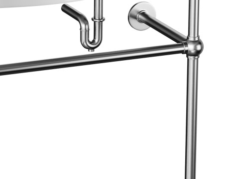 White Console Sink Double Deluxe with Black Nickel Bistro Legs 3D 模型