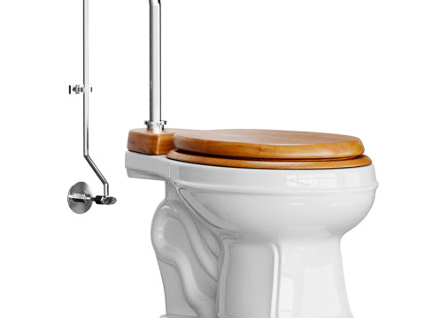 White High Tank Toilet with Round Bowl Chrome Plate Z-Pipe 3Dモデル