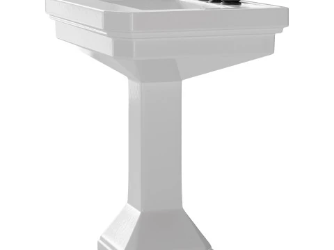 White Large Vitreous Victorian Pedestal Sink with Widespread Black Belle Faucet 3D Model