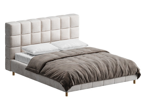 White-velvet-minimalist-bed Modelo 3D