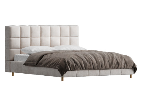 White-velvet-minimalist-bed Modelo 3D
