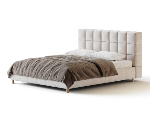 White-velvet-minimalist-bed Modelo 3D