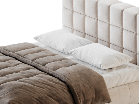 White-velvet-minimalist-bed Modelo 3D