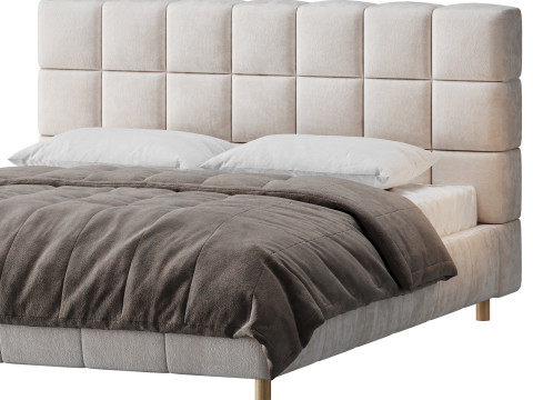 White-velvet-minimalist-bed Modelo 3D