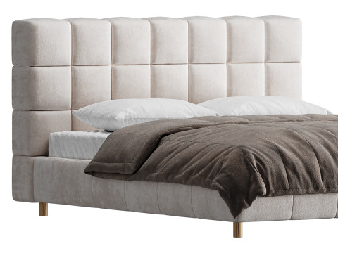 White-velvet-minimalist-bed Modelo 3D