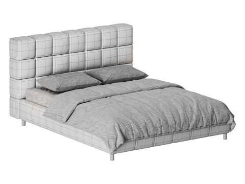 White-velvet-minimalist-bed Modelo 3D