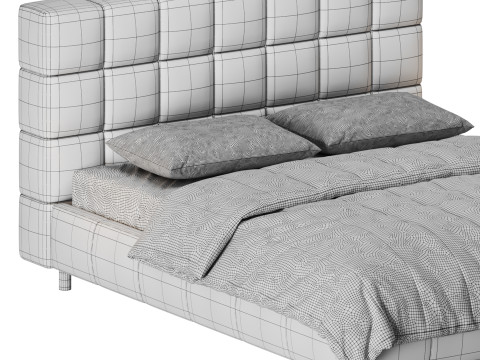 White-velvet-minimalist-bed Modelo 3D