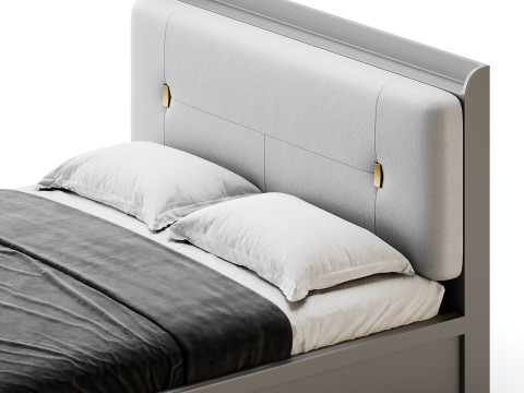 White Wooden Luxury Leather Upholstered Bed 3D मॉडल