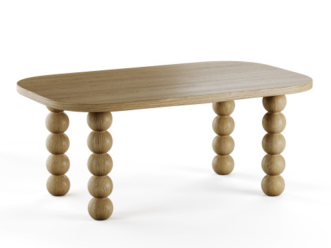 Wooden minimalist rectangular large coffee table Model 3D