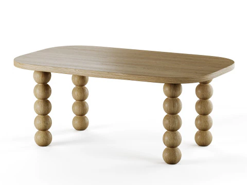 Wooden minimalist rectangular large coffee table 3D Model