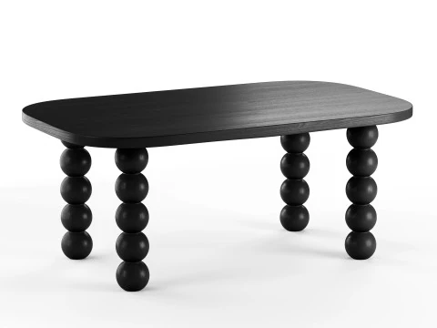 Wooden minimalist rectangular large coffee table 3D Model