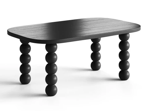Wooden minimalist rectangular large coffee table 3D Model