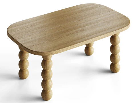 Wooden minimalist rectangular large coffee table 3D Model