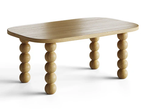 Wooden minimalist rectangular large coffee table 3D Model