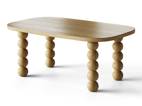 Wooden minimalist rectangular large coffee table Model 3D
