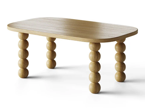 Wooden minimalist rectangular large coffee table 3D Model