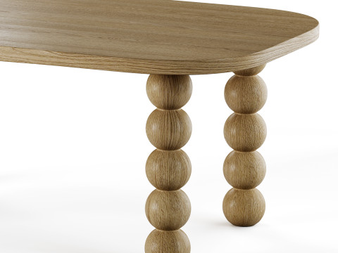 Wooden minimalist rectangular large coffee table Model 3D