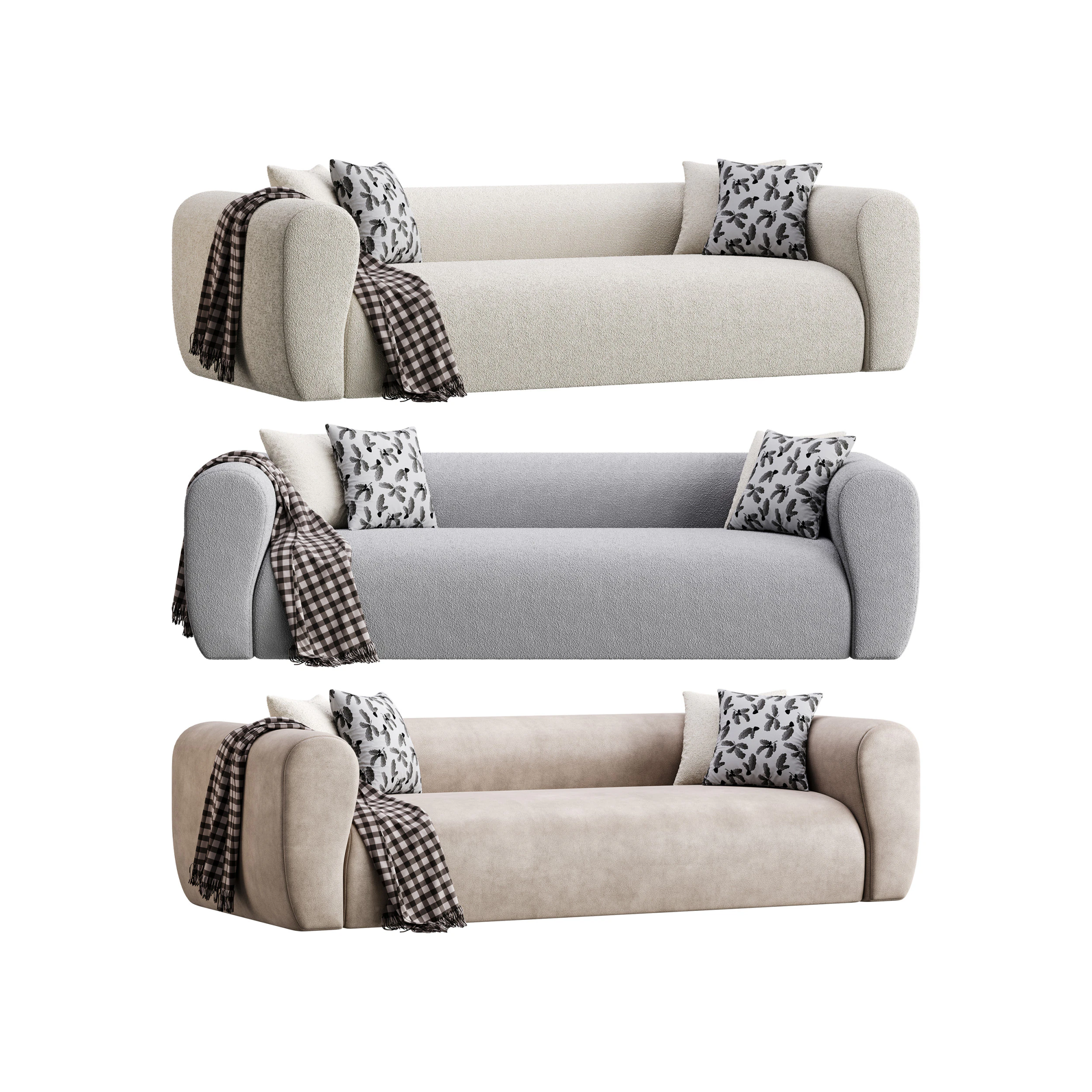 Zola Sofa Family 3D Model .c4d .max .obj .3ds .fbx .stl .blend 