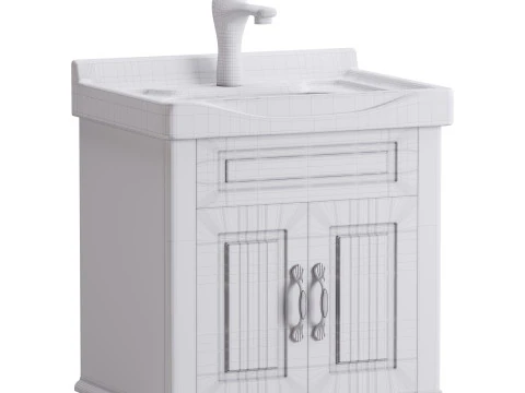 Adeline Large Wall Mounted Cabinet Vanity Bathroom Sink 3D Model
