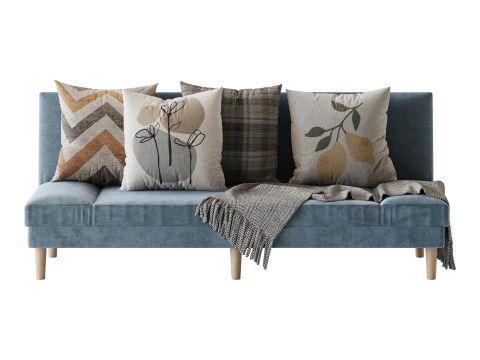 Armless Foldable Convertible Sofa 3D Model