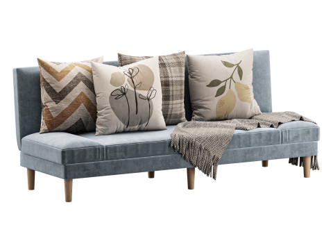 Armless Foldable Convertible Sofa Modelo 3D