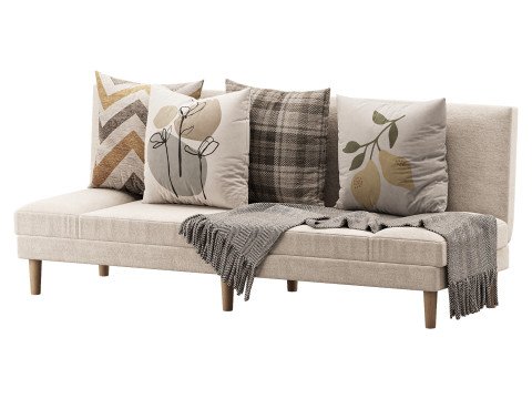 Armless Foldable Convertible Sofa Modelo 3D