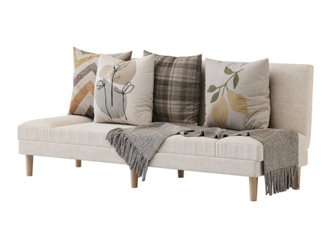 Armless Foldable Convertible Sofa Modelo 3D