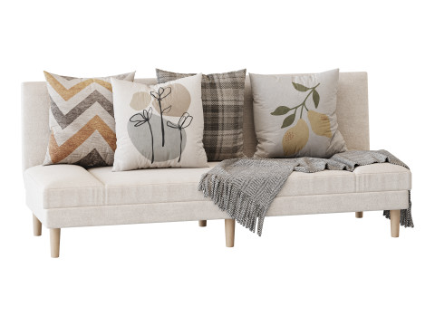 Armless Foldable Convertible Sofa Modelo 3D