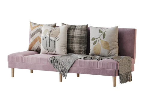 Armless Foldable Convertible Sofa 3D Model