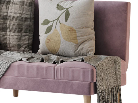 Armless Foldable Convertible Sofa 3D Model