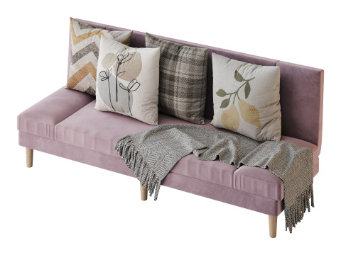 Armless Foldable Convertible Sofa Modelo 3D