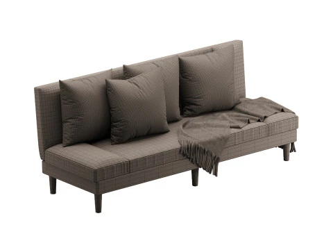 Armless Foldable Convertible Sofa 3D Model