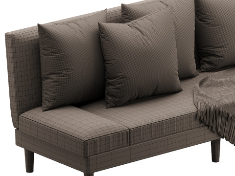 Armless Foldable Convertible Sofa Modelo 3D