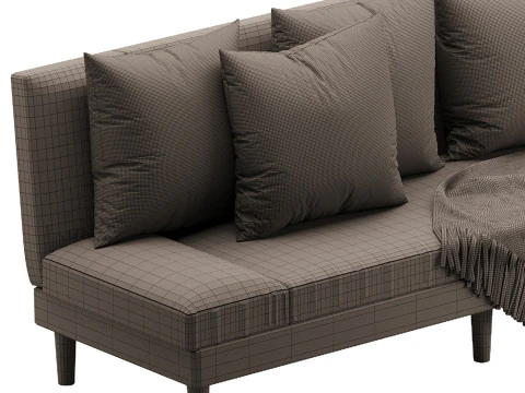 Armless Foldable Convertible Sofa 3D Model