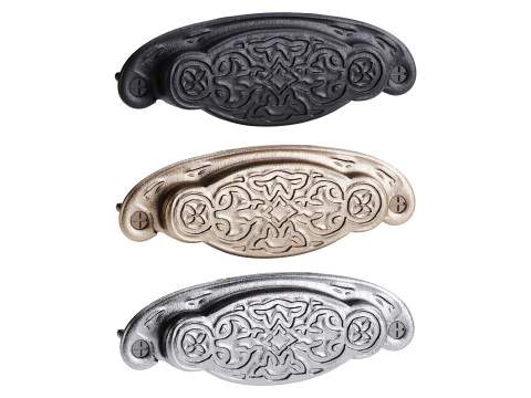 Tempat Cangkir Laci Kabinet Bunga Hitam Tarik Besi Tempa Model 3D