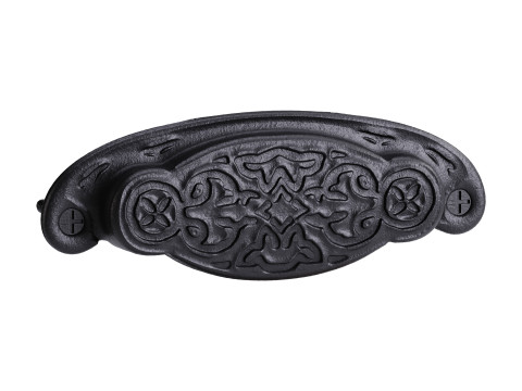 Black Floral Cabinet Drawer Cup Bin Pull Wrought Iron 3D-Modell